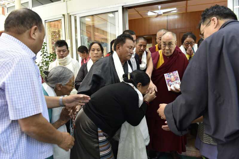 Tashi Namgyal's father Dorjee Tseten and mother Rinchen Dolma during an audience with the Dalai Lama at his residence in McLeod Ganj, India.