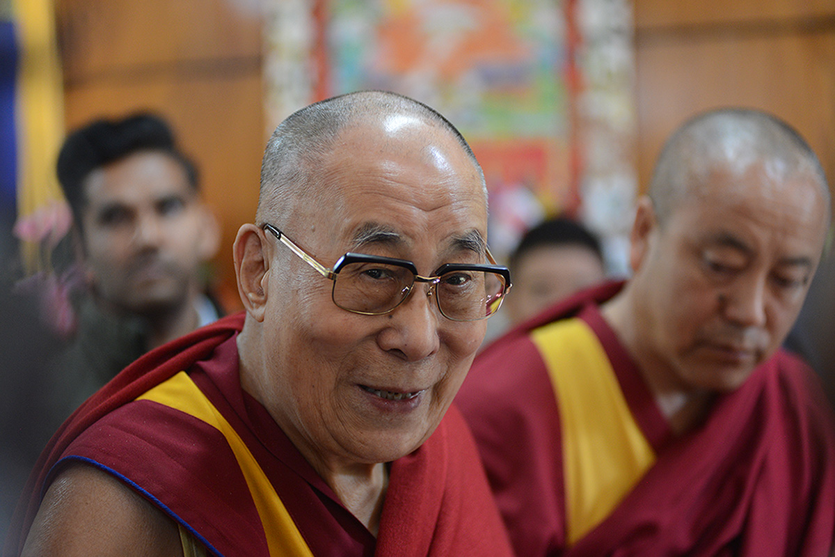 Tibetan spiritual leader the Dalai Lama leaves after an event at his residence in McLeod Ganj, India, on 25 October 2019.