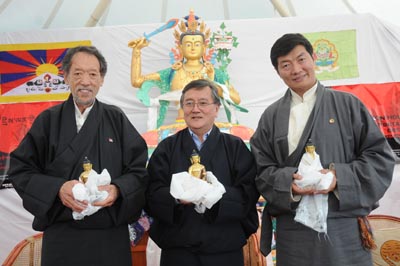 The three Kalon Tripa (Prime Minister) candidates from left: Tashi Wangdi, Tenzin Namgyal Tethong and Lobsang Sangay.
