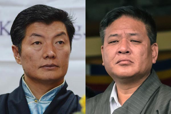The two candidates for Sikyong 2016: incumbent Sikyong Lobsang Sangay (left) and Speaker of the Tibetan Parliament-in-exile Penpa Tsering. 