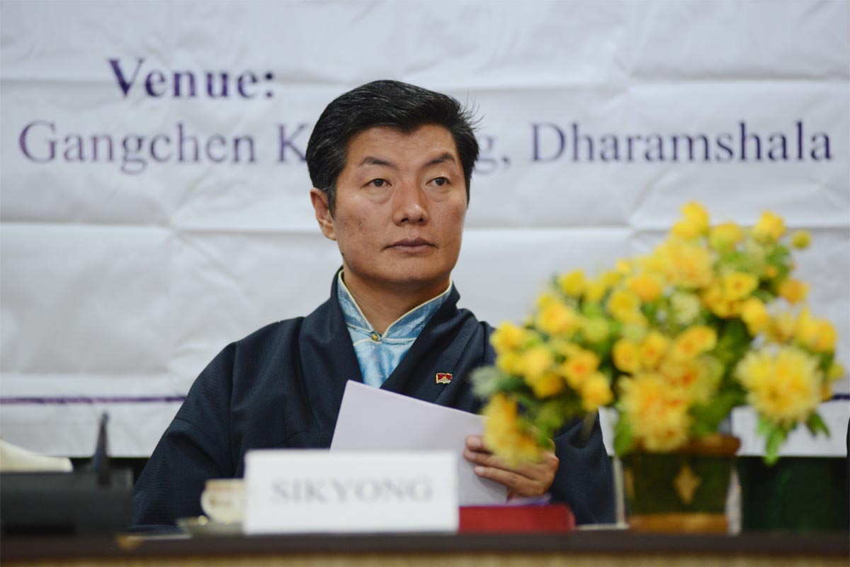Sikyong Lobsang Sangay looks on during Tibetan Chambers of Commerce annual meeting