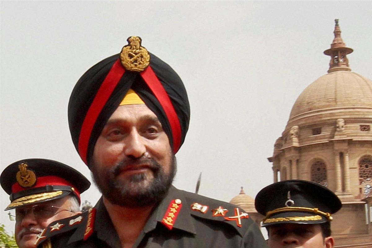 New Army Chief General Bikram Singh after inspecting a guard of honour in New Delhi, 2012.