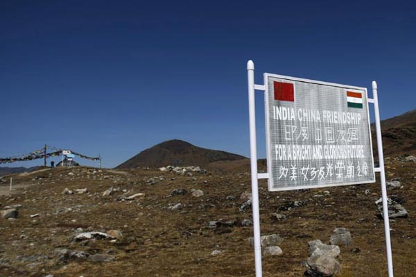 File photo shows a signpost at the India-China border in Bumla, Arunachal Pradesh. China refers to Arunachal Pradesh as 