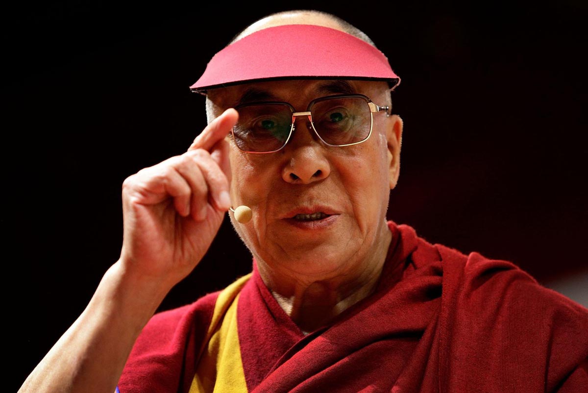 Dalai Lama addresses guests during a public talk in Sydney
