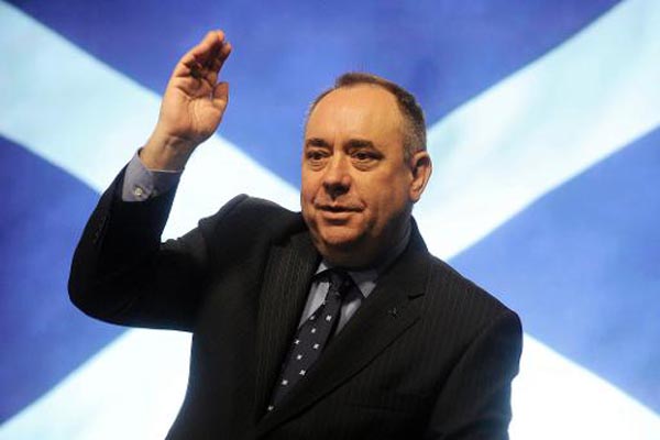 Scotland's First Minister Alex Salmond at a press conference in Edinburgh