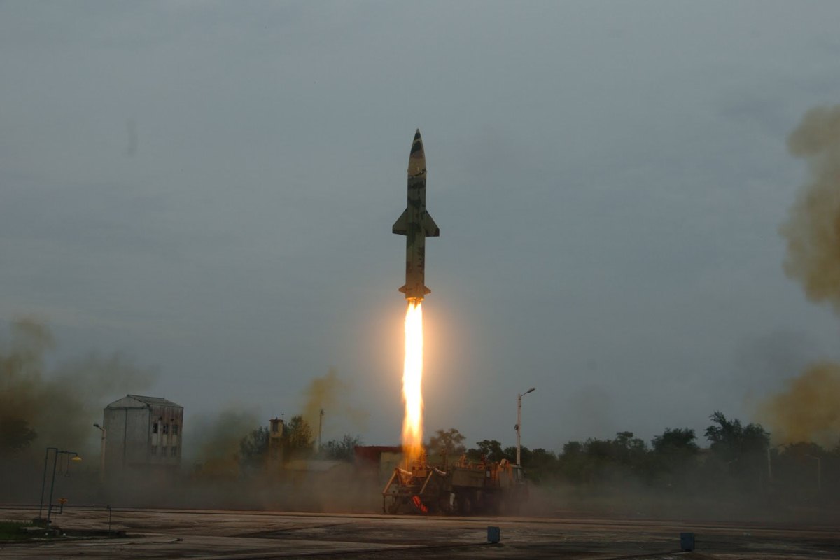 A file photo showing surface-to-surface ballistic missile Prithvi II