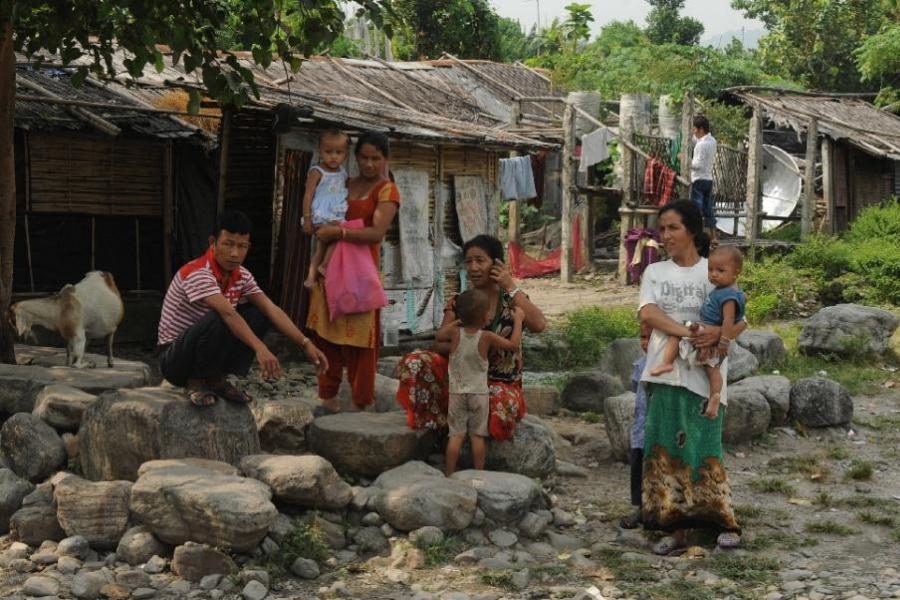 A Bhutanese refugee family is seen at their house at Timai Refugee Camp in Jhapa district of eastern Nepal on 13 October 2011.