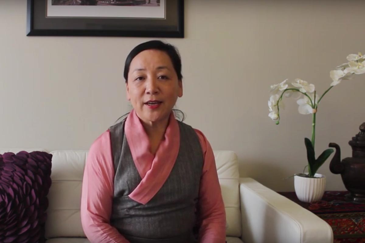 A screen grab image of Dicki Chhoyang from a video on Monday explaining the reasons for her resignation as the Kalon (Minister) of the Department of Information and International Relations of the Central Tibetan Administration on 28 February.