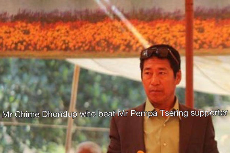 Chime Dhondup, a supporter of Lobsang Sangay, who bashed a group of Penpa Tsering supporters in Orissa on 8 March 2016.