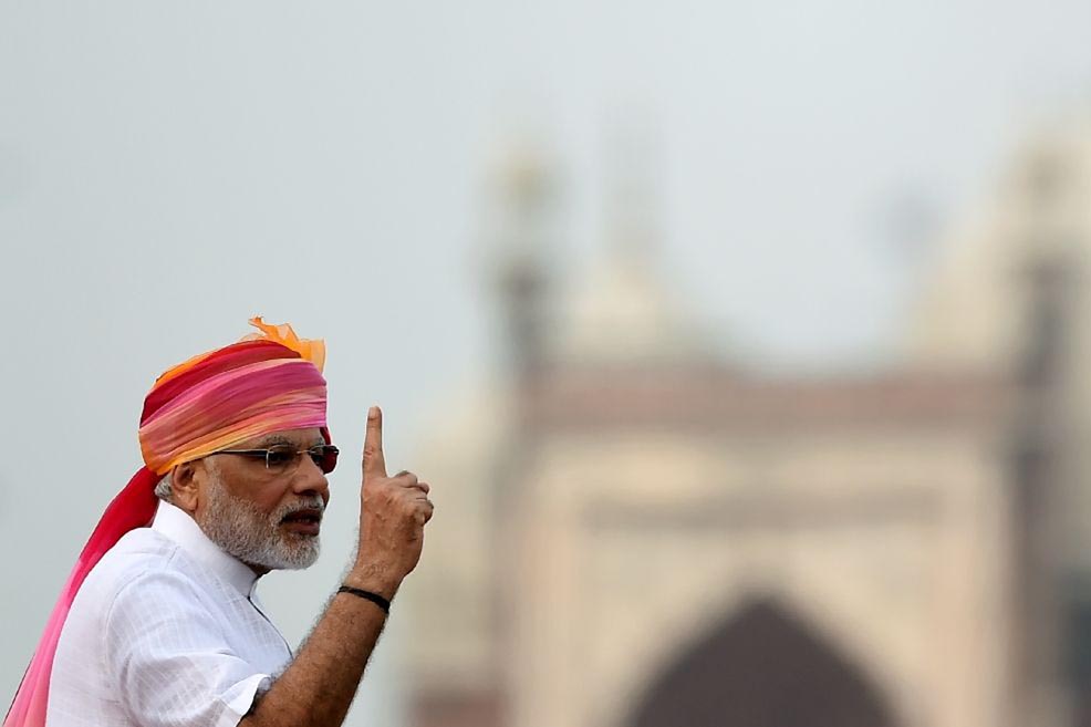 Indian Prime Minister Narendra Modi delivers his Independence Day speech from The Red Fort in New Delhi, on 15 August 2016.