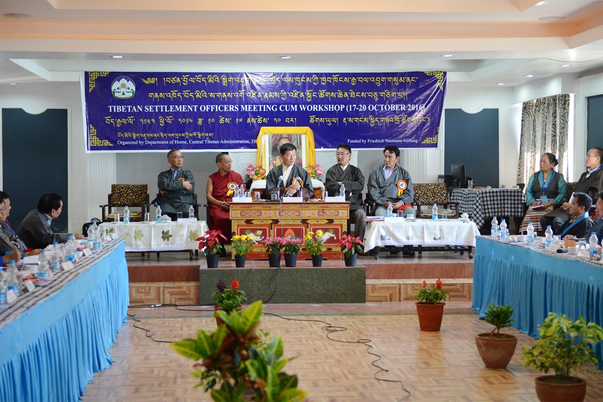 Sikyong Lobsang Sangay speaks during the opening of the four-day meeting of the Tibetan Settlements in India, in Dharamshala, India, on 17 October 2016.