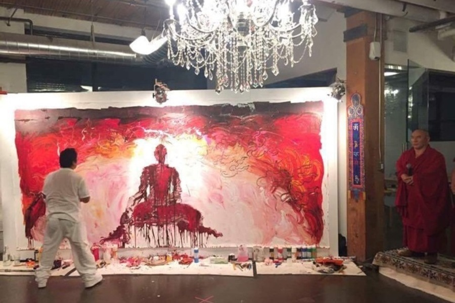 Tashi Norbu at a live-painting event in Toronto, Canada.