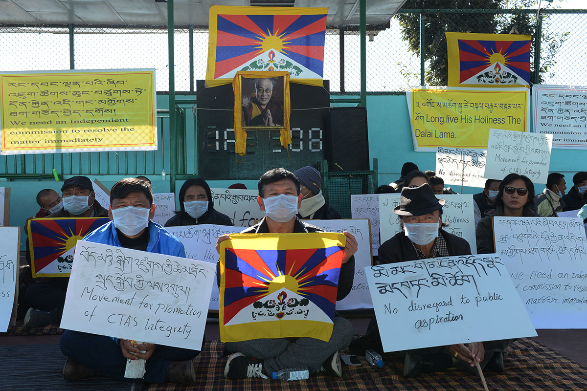  Historic protest against Central Tibetan Administration targets dismissal of Representative of the Dalai Lama in North America, in Dharamshala, India, on 27 Nocember 2017.