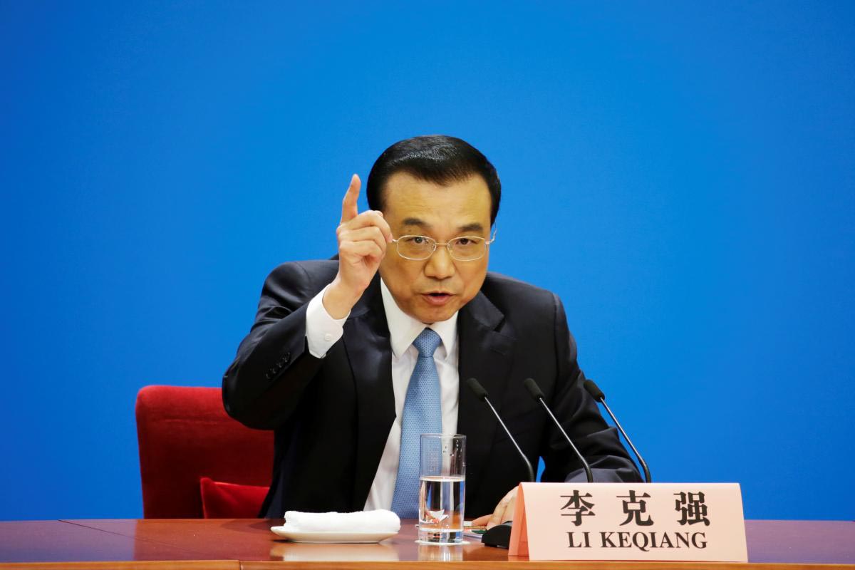 Chinese Premier Li Keqiang speaks at the news conference following the closing session of the National People's Congress (NPC), at the Great Hall of the People in Beijing, China, on 20 March 2018.