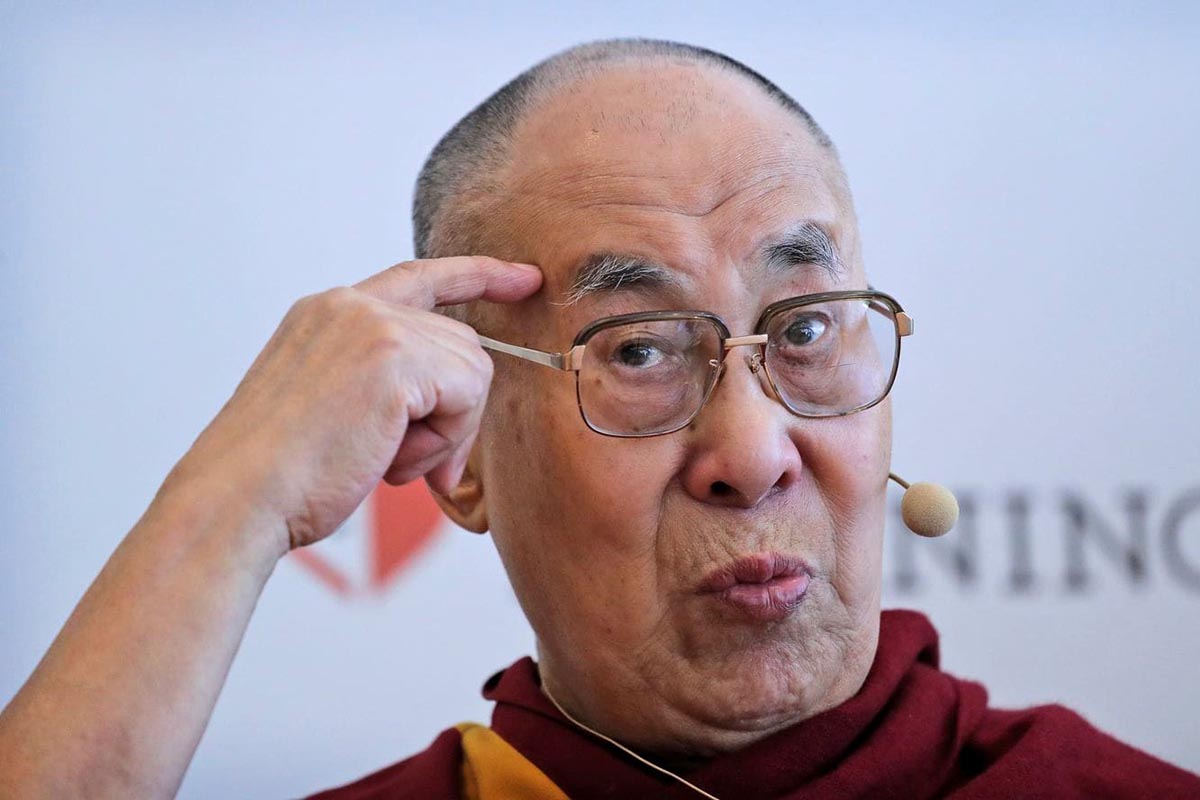 Tibetan spiritual leader the Dalai Lama speaks during a press conference after talking to an audience of educators, in New Delhi, India, on 4 April 2019. The Dalai Lama says he has been seeking a mutually acceptable solution to the Tibetan issue with China since 1974 but that Beijing considers him a 