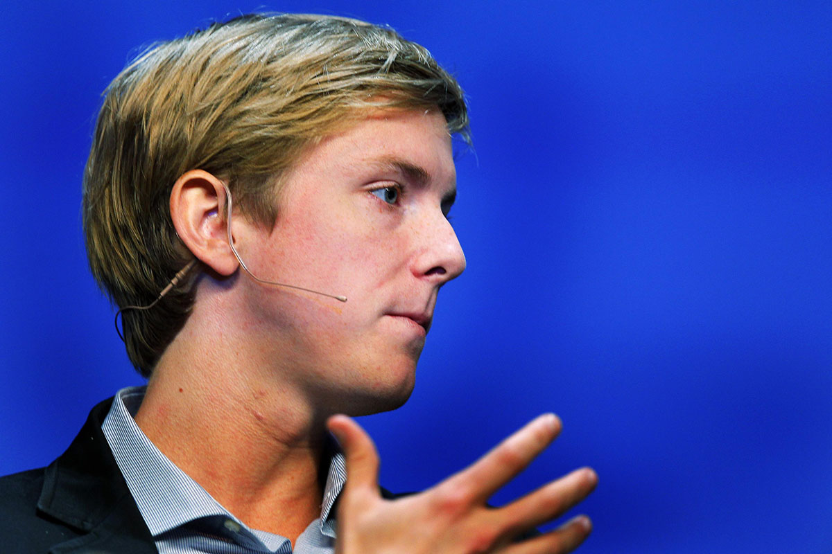 Chris Hughes, co-founder of Facebook, speaks at the Charles Schwab IMPACT 2010 conference in Boston, Massachusetts on 28 October 2010.