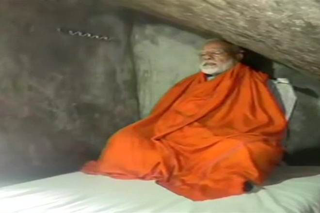 Prime Minister Narendra Modi meditates at a holy cave near Kedarnath Shrine in Uttarakhand on 18 May 2019.