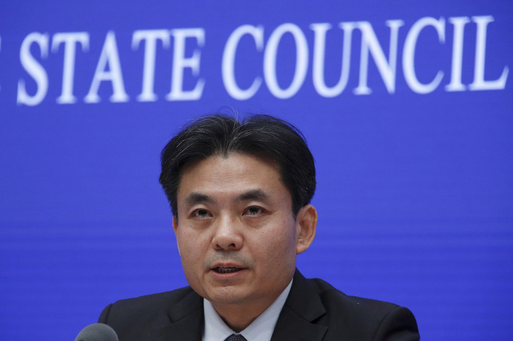 Yang Guang, spokesman of the Hong Kong and Macau Affairs Office of the State Council, speaks during a press conference about the ongoing protests in Hong Kong, at the State Council Information Office in Beijing, on 29 July 2019. Yang said some Western politicians are stirring unrest in Hong Kong in hopes of creating difficulties that will impede China’s overall development.