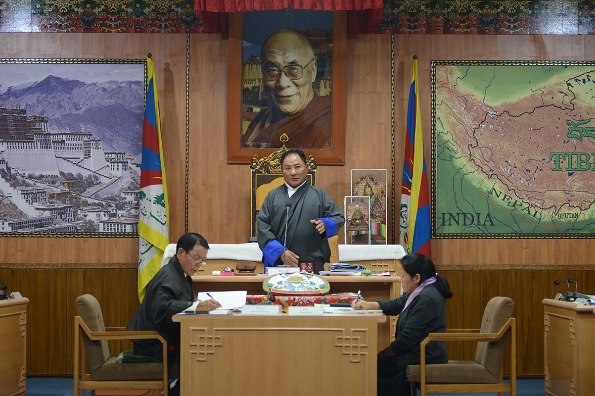 Speaker of the Tibetan Parliament-in-exile Pema Jungney making his closing remarks of the 8th session of the House in Dharamshala, India, on 30 September 2019.