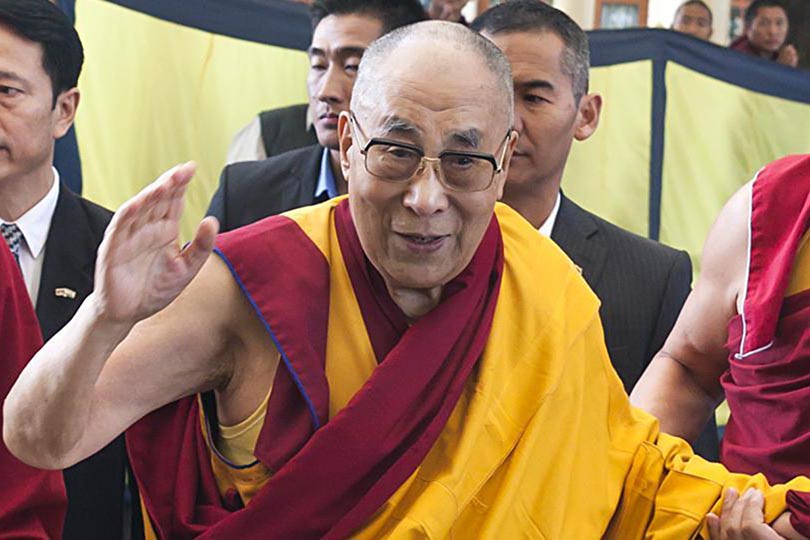 Tibetan spiritual leader the Dalai Lama at an event in McLeod Ganj, India.