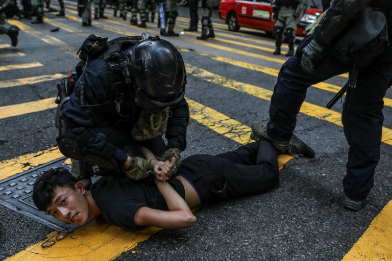 Police made multiple arrests as the protests gripped Hong Kong.