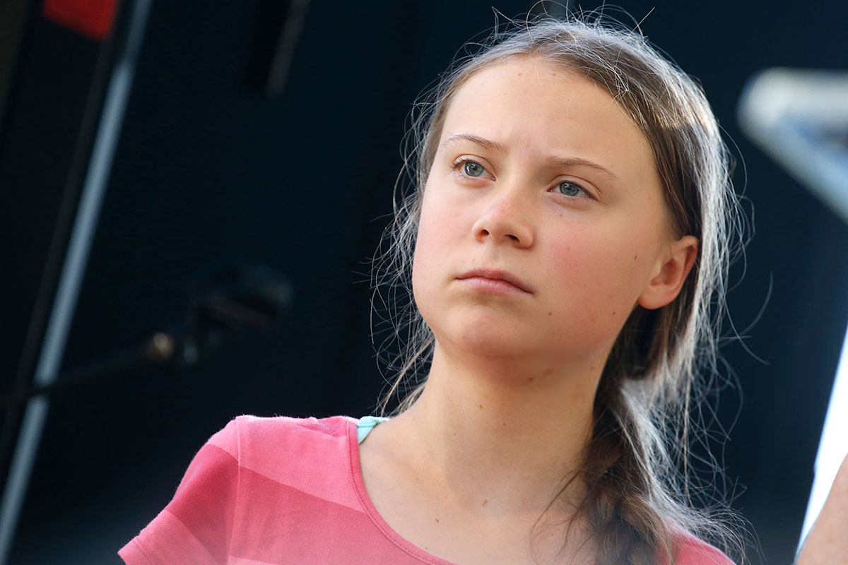 Activist Greta Thunberg leads the Youth Climate Strike in an effort to promote awareness and change to current global enviornmental  policies in New York City on 20 September 2019.