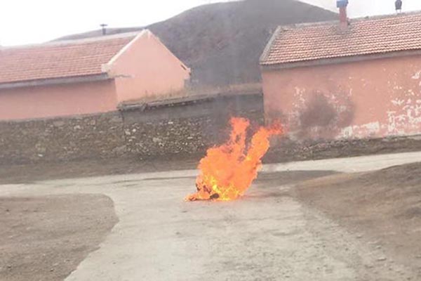 Image purportedly showing self-immolation of Yonten from Meruma in Amdo Ngawa, on 26 November 2019. 