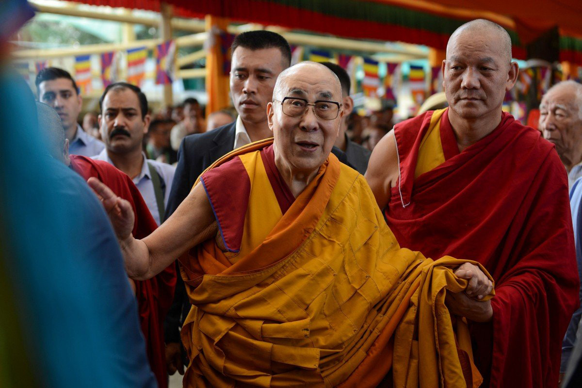 The Dalai Lama arrives for prayers wishing him a long life at the Tsuglagkhang temple in McLeod Ganj, India, in September 2019 -- the US wants the UN to look at the issue of who will succeed him.