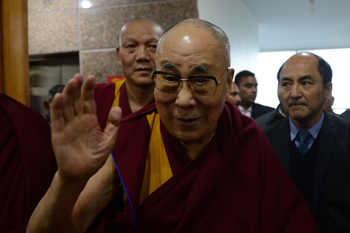 Tibetan spiritual leader the Dalai Lama arrives to the closing of the three-day Tibetan Religious Conference in Dharamshala, India, on 29 November 2019.