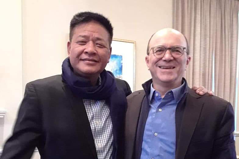 Penpa Tsering poses with French Senator André Gattolin during his final statement about Case no 20, in Toronto, Canada, on 5 January 2020. 