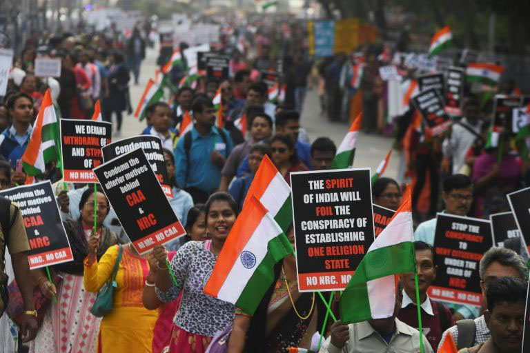 Thousands of Christians marched through Kolkata in protest against the new citizenship law.