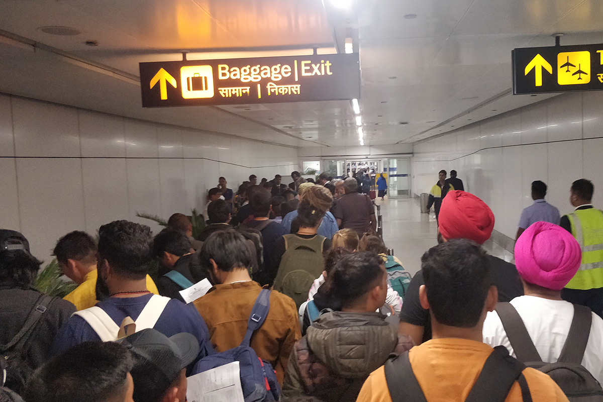 Passengers were screened for Coronavirus at Delhi airport after arriving from various countries on 3 March 2020.