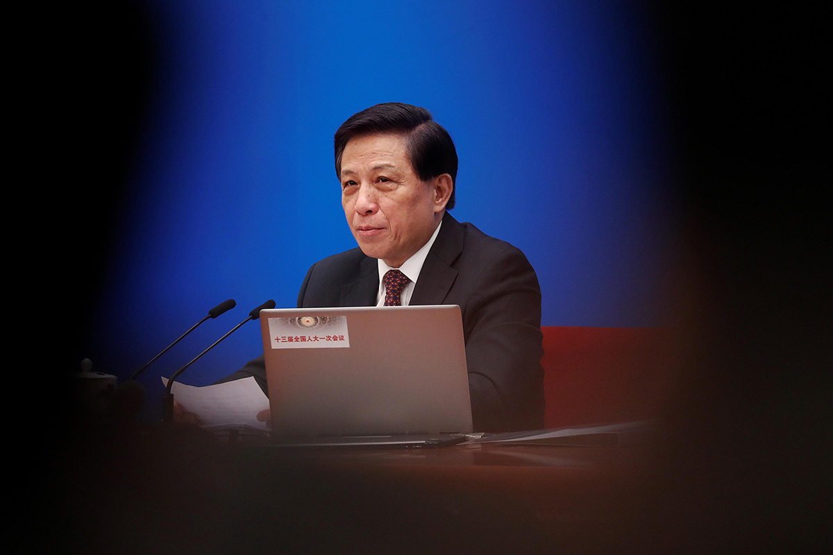 Zhang Yesui, a spokesman for National People's Congress (NPC), addresses reporters ahead of China's annual session of parliament at the Great Hall of the People in Beijing, China, on 4 March 2018.