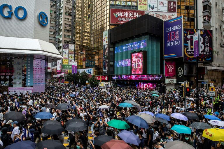 Thousands of pro-democracy protesters gathered in Hong Kong over a controversial security law proposal by the Chinese government.