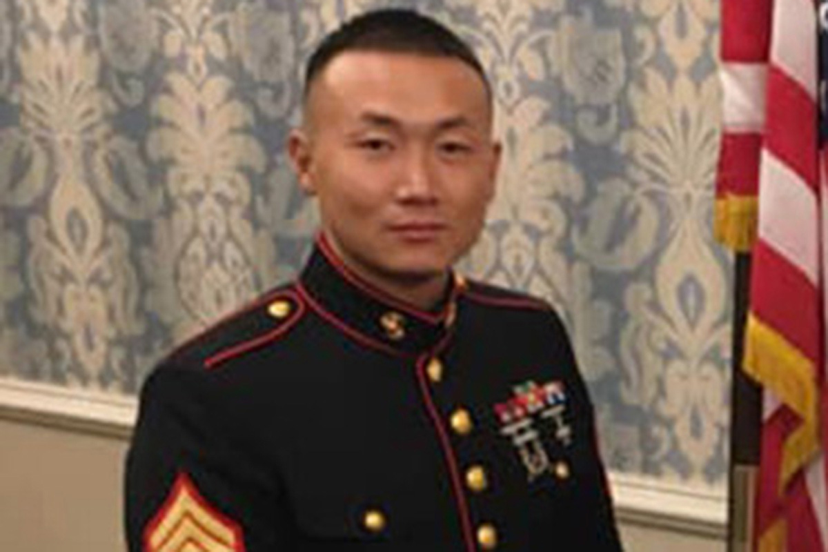 Baimadajie Angwang (pronounced Pema Dhargay Ngawang), a community affairs liaison at the 111th Precinct in Queens and a member of the US Marine Corps Reserve.