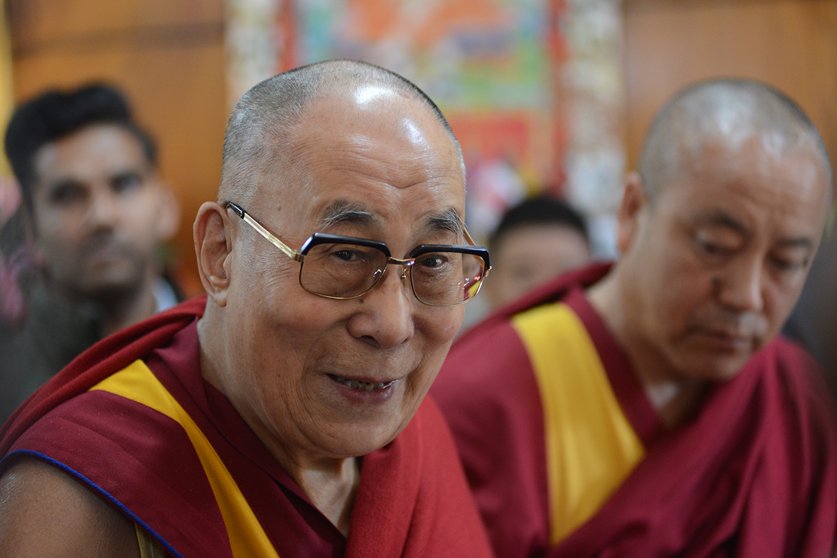 Tibetan spiritual leader the Dalai Lama pictured during an interaction with members of the press at his residence in McLeod Ganj, India, on 25 October 2019. 