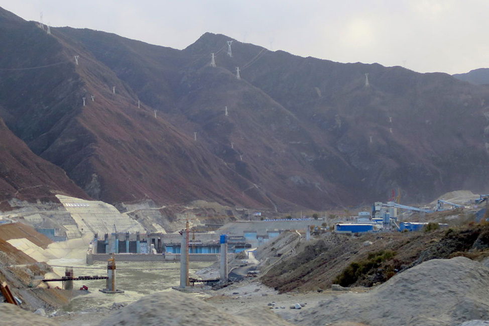 An undated file photo of the site work at Jaicha Hydropower Station, also called Gacha Hydropower Station, located in Gyatsa Dzong (Ch: Gyaca County) on the middle reaches of the Yarlung Tsangpo river. The Jiacha dam is the second largest hydropower station built in Tibet, with a total installed capacity of 360 MW and a designed annual generation capacity of 1.705 billion kWh.