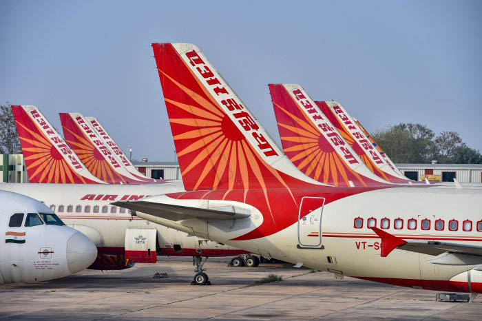 Air India planes stand parked at IGI Airport in New Delhi.