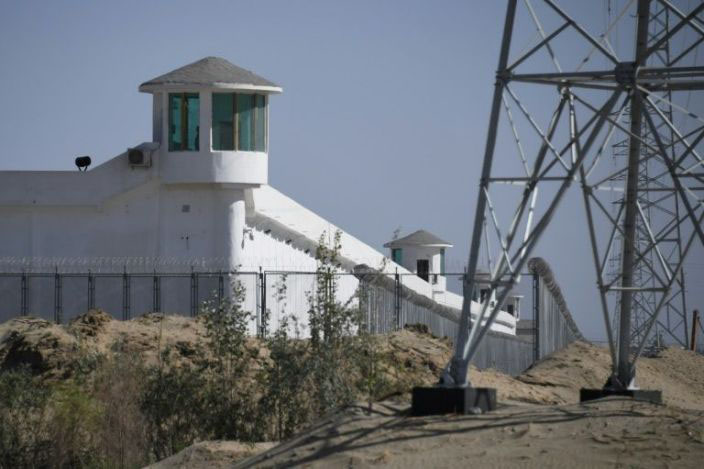 Watchtowers on a high-security facility near what is believed to be a re-education camp where mostly Muslim ethnic minorities are detained, on the outskirts of Hotan, in China's northwestern Xinjiang region.