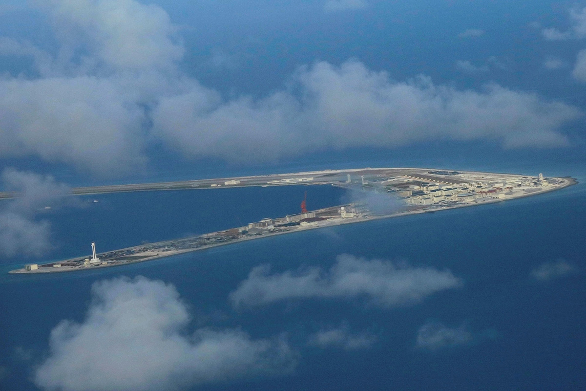 An aerial view of China occupied Subi Reef at Spratly Islands in disputed South China Sea on 21 April 2017.