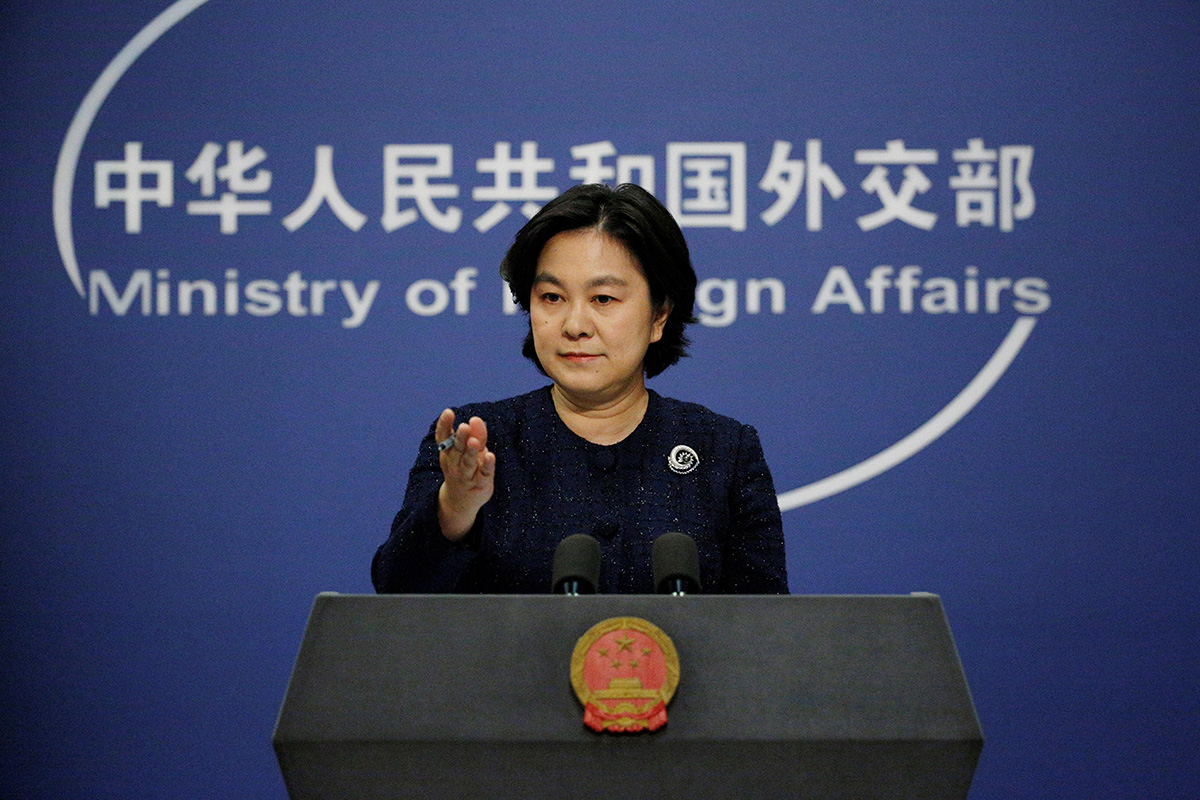 Chinese Foreign Ministry spokeswoman Hua Chunying attends a news conference in Beijing, China, on 7 January 2021.