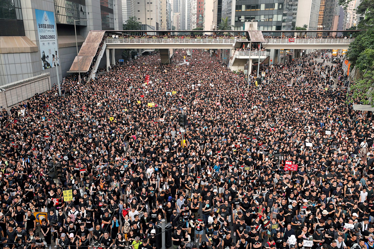 File image of protesters attending a pro-democracy demonstration in Hong Kong in 2019.