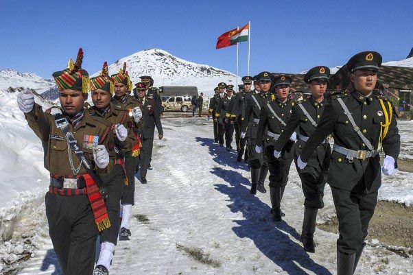 File image of Indian and Chinese soldiers jointly marching during the New Year 2019.