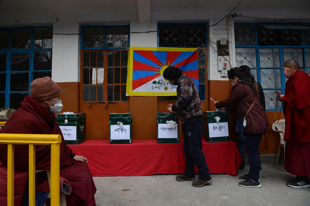 Tibetans casting their votes to elect a new Sikyong and the members of the Tibetan Parliament-in-exile in McLeod Ganj, India, on 3 January 2020.