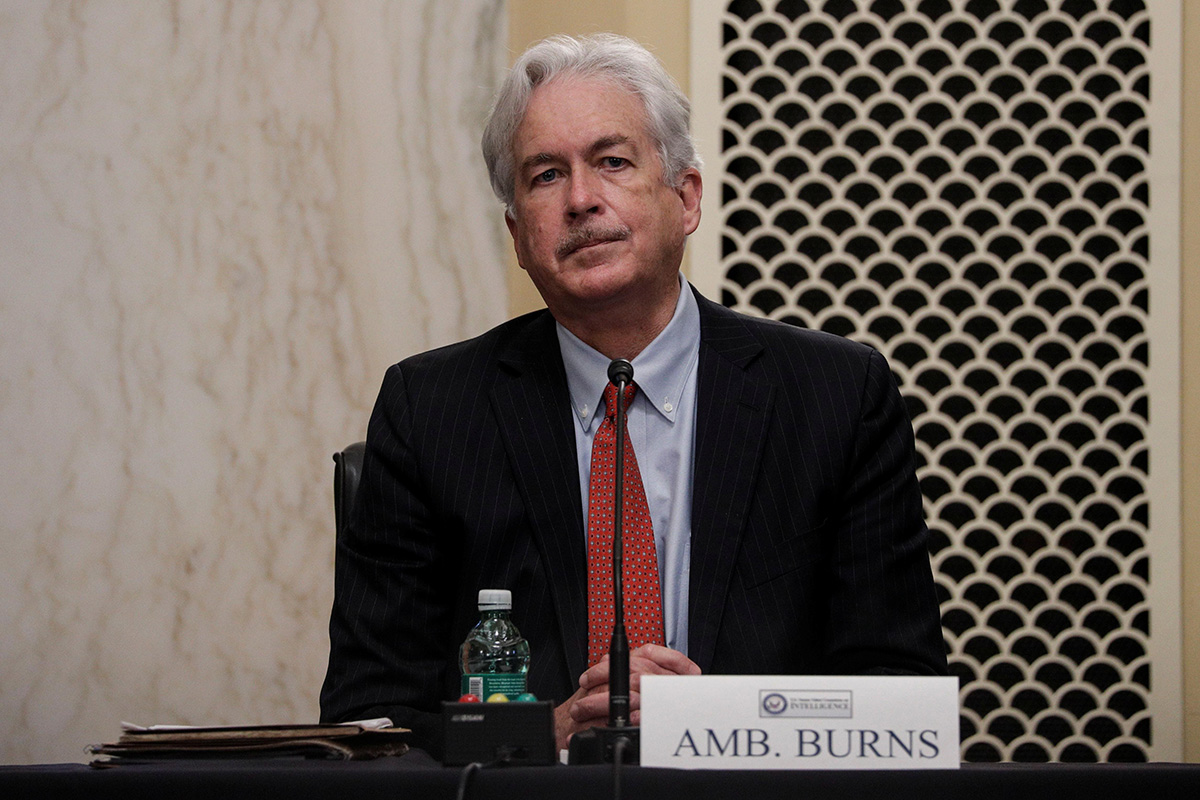 William Burns is seated to testify before a Senate Intelligence Committee hearing on his nomination to be director of the Central Intelligence Agency (CIA) on Capitol Hill in Washington, US, on 24 February 2021.