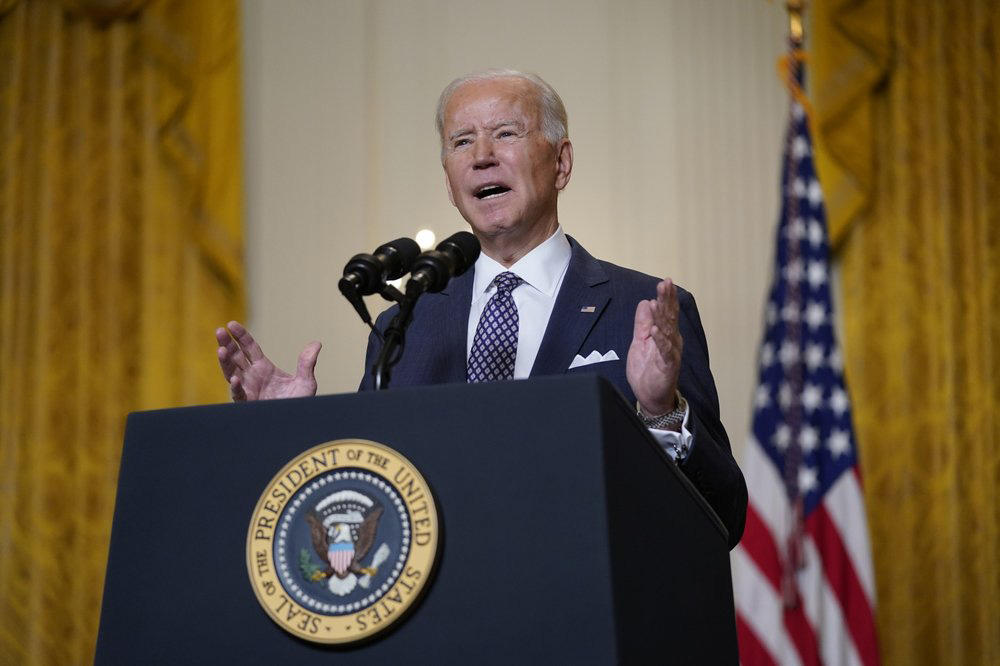 President Joe Biden speaks during a virtual event with the Munich Security Conference in the East Room of the White House, on 19 February 2021, in Washington.