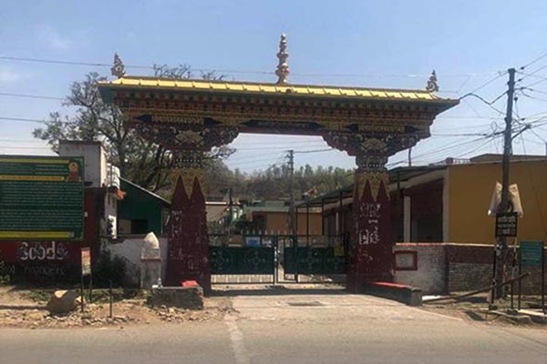The area around the locked gate of Dekiling Tibetan Settlement wears a deserted look, near Dehra Dun, India, on 19 April 2021.