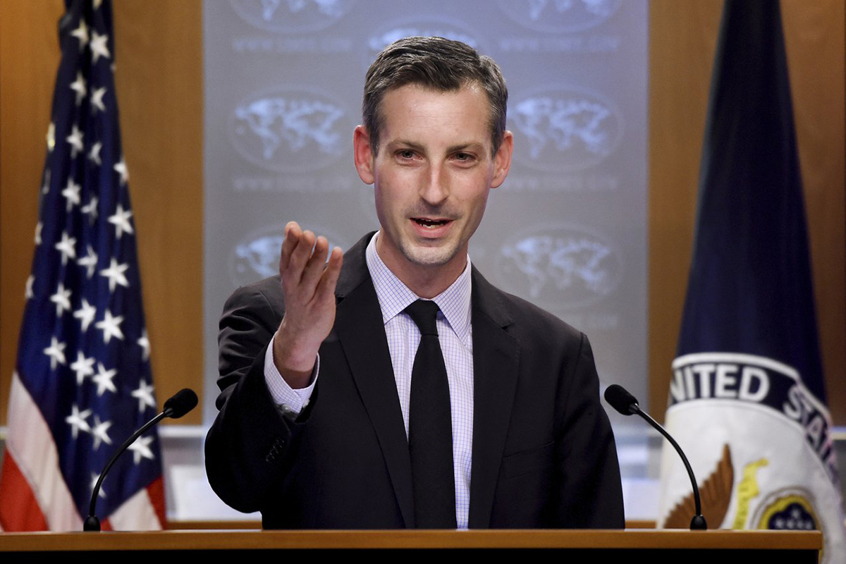 US State Department spokesman Ned Price speaks during a press briefing at the State Department in Washington, DC, on 9 February 2021.
