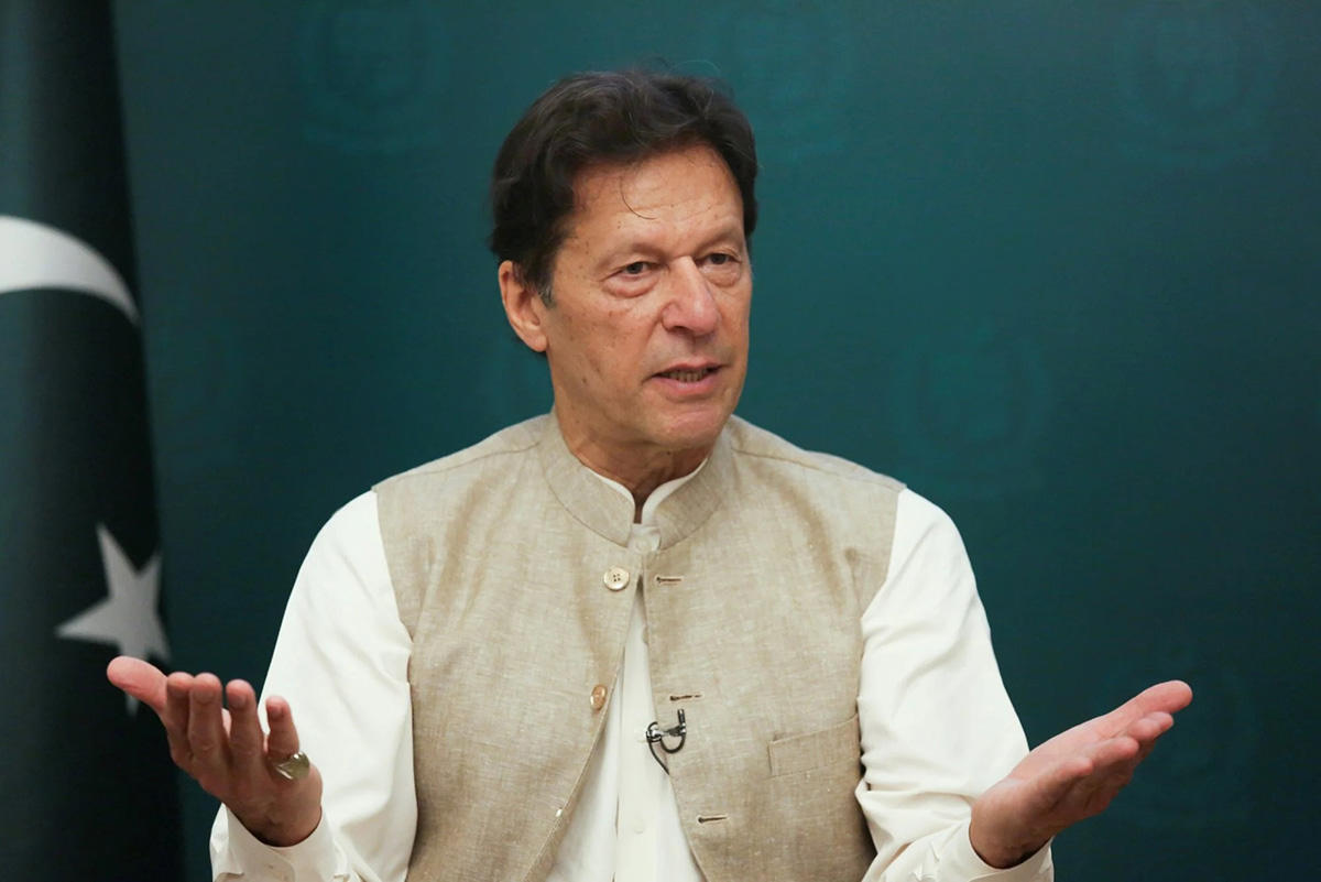 Pakistan's Prime Minister Imran Khan gestures during an interview with Reuters in Islamabad, Pakistan, on 4 June 2021.