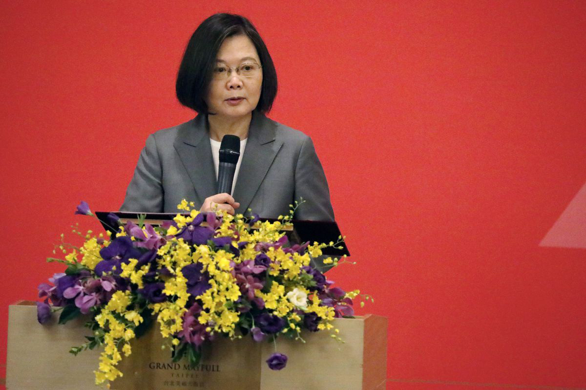 Taiwan's President Tsai Ing-wen speaks at The Third Wednesday Club, a high-profile private industry trade body in Taipei, Taiwan, on 19 August 2020.